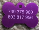 Trixie známka pro psa fialová kost s rytím