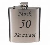 Nerez placatka stříbrná 6OZ / 180ml - gravírování textu zdarma Nerez placatka stříbrná 6OZ / 180ml - gravírování textu zdarma