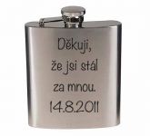 Nerez placatka stříbrná 6OZ / 180ml - gravírování textu zdarma Nerez placatka stříbrná 6OZ / 180ml - gravírování textu zdarma