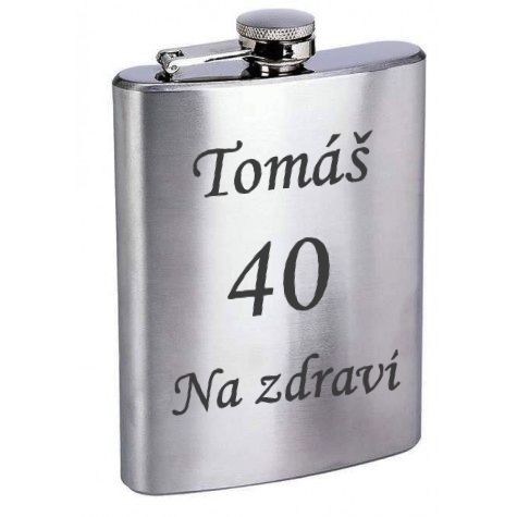 Nerez placatka stříbrná 6OZ / 180ml - gravírování textu zdarma Nerez placatka stříbrná 6OZ / 180ml - gravírování textu zdarma